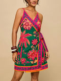Women's Floral Print V Neck Fashion Designer 1-5XL Short Dresses (Plus Size) Bohemian Holiday Style Dress