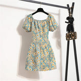 Women's Floral Printed Fashion Designer Mini Dresses (Short)