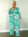 Women's Floral Printed Fashion Designer Rompers Jumpsuits (Plus Size)