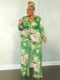 Women's Floral Printed Fashion Designer Rompers Jumpsuits (Plus Size)