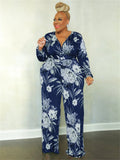 Women's Floral Printed Fashion Designer Rompers Jumpsuits (Plus Size)