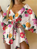 Women's Floral S-2XL Rompers Fashion Designer Batwing Rompers