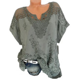 Women's Floral Transparent 6XL Blouse Fashion Designer T-Shirts (Plus Size)-Women's Tops Fashion Designer Plus Size T-Shirts / Blouses