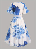 Women's Floral V-neck Fashion Designer 1-5XL Dresses (Midi)