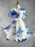 Women's Floral V-neck Fashion Designer 1-5XL Dresses (Midi)