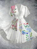 Women's Floral V-neck Fashion Designer 1-5XL Dresses (Midi)