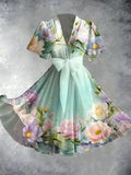 Women's Floral V-neck Fashion Designer 1-5XL Dresses (Midi)