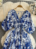 Women's Floral V Neck Rompers Long Sleeve Fashion Designer Jumpsuits