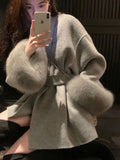 Women's Fur Fashion Designer Belted Wrap Winter Jackets-Women's Fashion Designer Jackets