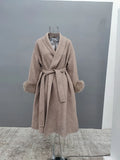 Women's Fur Fashion Designer Belted Wrap Winter Jackets-Women's Fashion Designer Jackets
