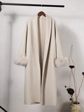 Women's Fur Fashion Designer Belted Wrap Winter Jackets-Women's Fashion Designer Jackets