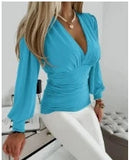 Women's Geometric Fashion Designer Blouse Lantern S-2XL Long-Sleeve Tops-Women's Fashion Designer Long-Sleeve Tops-blue-Women&#x27;s fashion designer plus size clothes