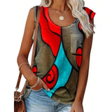 Women's Geometric Printed Fashion Designer 1-7XL Singlets (Plus Size)-Women's Tops Fashion Designer Singlets