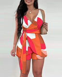 Women's Geometrical S-3XL Fashion Designer Playsuit Rompers-Women's Fashion Designer Rompers / Jumpsuits-Women&#x27;s fashion designer plus size clothes