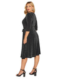 Women's Glitter Cocktail L-8XL Fashion Designer Midi Dresses (Plus Size)-