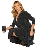 Women's Glitter Cocktail L-8XL Fashion Designer Midi Dresses (Plus Size)-