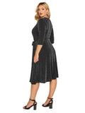 Women's Glitter Cocktail L-8XL Fashion Designer Midi Dresses (Plus Size)