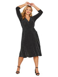 Women's Glitter Cocktail L-8XL Fashion Designer Midi Dresses (Plus Size)