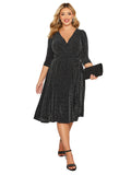 Women's Glitter Cocktail L-8XL Fashion Designer Midi Dresses (Plus Size)-