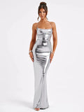 Women's Gold & Silver Fashion Designer Bodycon Dresses (Long)-Women's Fashion Designer Dresses