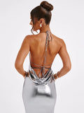 Women's Gold & Silver Fashion Designer Bodycon Dresses (Long)-Women's Fashion Designer Dresses