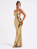 Women's Gold & Silver Fashion Designer Bodycon Dresses (Long)