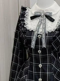 Women's Grunge Ruffled Designer Fashion Plaid XS-L Dresses (Short)-Women's Fashion Designer Dresses-International Women's Clothing