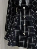 Women's Grunge Ruffled Designer Fashion Plaid XS-L Dresses (Short)-Women's Fashion Designer Dresses-International Women's Clothing