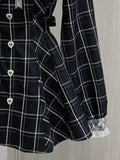 Women's Grunge Ruffled Designer Fashion Plaid XS-L Dresses (Short)-Women's Fashion Designer Dresses-International Women's Clothing
