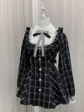 Women's Grunge Ruffled Designer Fashion Plaid XS-L Dresses (Short)-Women's Fashion Designer Dresses-International Women's Clothing