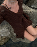 Women's Hallow Out Top S-L Fashion Designer Knitted See-through Cardigans-Women's Fashion Designer Jerseys Tops-International Women's Clothing