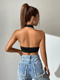 Women's Halter Backless Crop Tank Tops Fashion Designer S-L Singlets