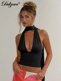 Women's Halter Backless Fashion Designer Crop Tank Tops S-L Singlets