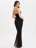Women's Halter Backless S-L Fashion Designer Bodycon Dresses (Long)