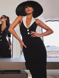Women's Halter Backless S-L Fashion Designer Bodycon Dresses (Long)