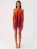 Women's Halter Backless Fashion Designer Chiffon S-L Dresses (Short)-Women's Fashion Designer Dresses-International Women's Clothing