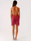 Women's Halter Backless Fashion Designer Chiffon S-L Dresses (Short)-Women's Fashion Designer Dresses-International Women's Clothing