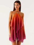 Women's Halter Backless Fashion Designer Chiffon S-L Dresses (Short)-Women's Fashion Designer Dresses-International Women's Clothing