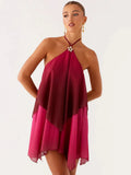 Women's Halter Backless Fashion Designer Chiffon S-L Dresses (Short)-Women's Fashion Designer Dresses-International Women's Clothing