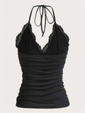 Women's Halter Crop Tank Tops Backless Fashion Designer S-L Singlets-Women's Tops Fashion Designer Singlets-International Women's Clothing