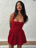 Women's Halter Fashion Designer A-Line Mini Dresses (Short)-Women's Fashion Designer Dresses