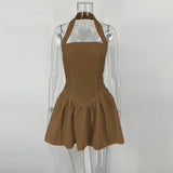 Women's Halter Fashion Designer A-Line Mini Dresses (Short)-Women's Fashion Designer Dresses