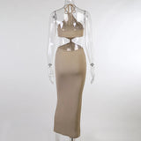 Women's Halter Neck Fashion Designer Slash Neck Dresses (Long)