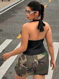 Women's Halter Sling Crop 1-6XL Fashion Designer Singlets (Plus Size)