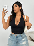 Women's Halter Sling Crop 1-6XL Fashion Designer Singlets (Plus Size)