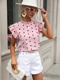 Women's Heart Shape Polka Dots Blouse Fashion Designer Tops T-Shirts