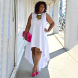 Women's High Low 1-5XL Fashion Designer Short Dresses (Plus Size)