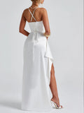 Women's High-Slit Satin XS-L Fashion Designer Prom Dresses (Long)