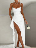 Women's High-Slit Satin XS-L Fashion Designer Prom Dresses (Long)