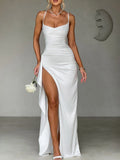 Women's High-Slit Satin XS-L Fashion Designer Prom Dresses (Long)
